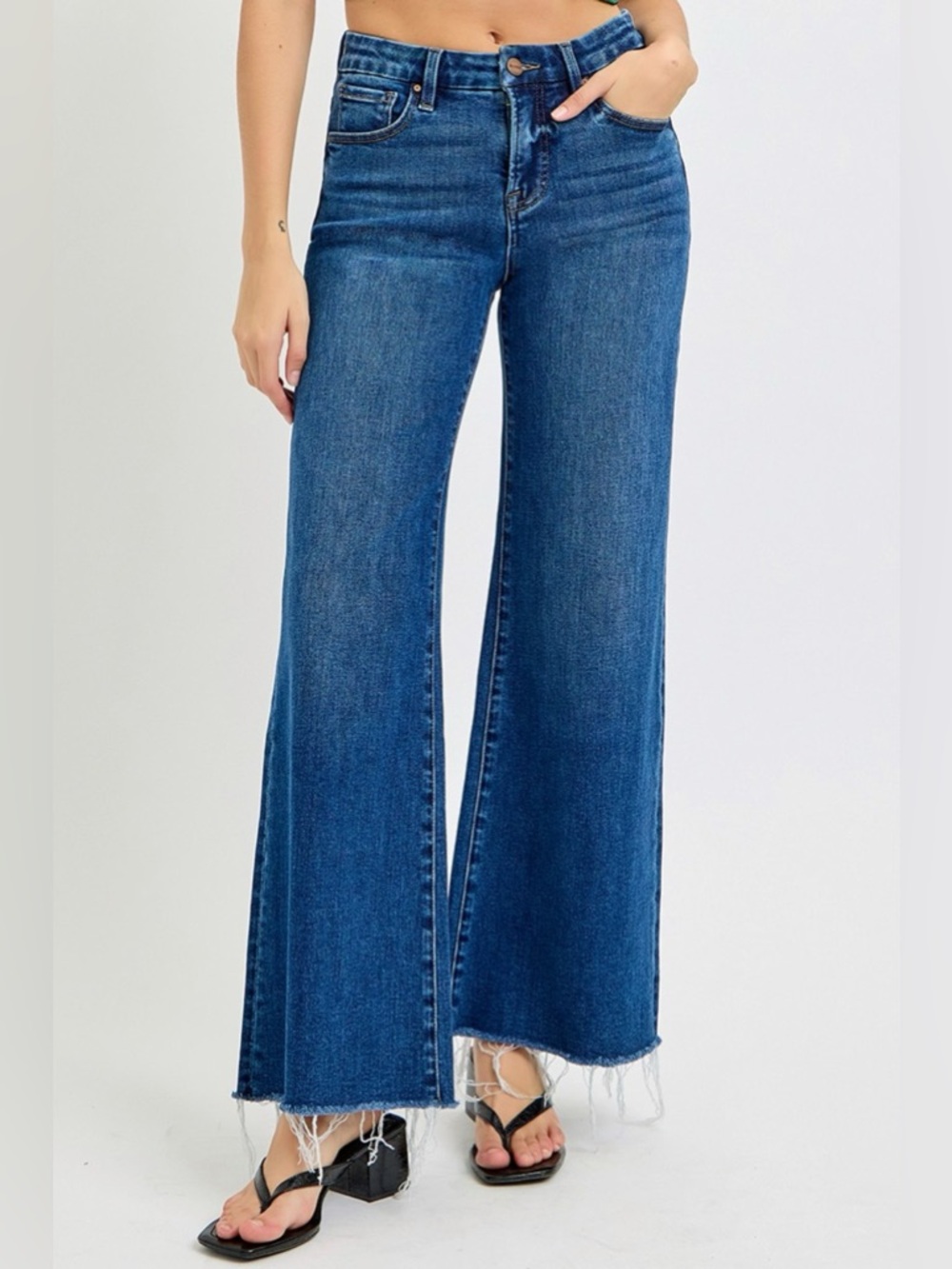 RISEN Tummy Control High Rise Wide Leg Jeans